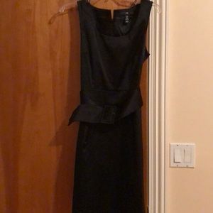 Black midi dress with belt